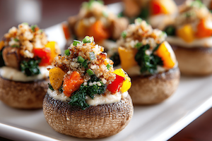 Mushroom Caps Stuffed with Assorted Vegetables